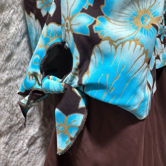 Maxine of Hollywood Bathing Suit Sz 14 Swim Dress Padded Blue Floral One Piece - Picture 8 of 17